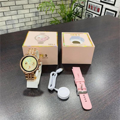 ZARRY Gen 9 Round Smartwatch for Girls Women Ladies Bluetooth Calling Fitness Tracker Smartwatch(Rose Golden, Pink Strap, Freesize)