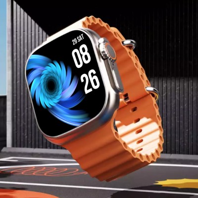 GameSir T800 BT watch 2in Big Screen Sunlight Proof Display Music Play Insta WA Notifier Smartwatch(Orange Strap, Free Size)