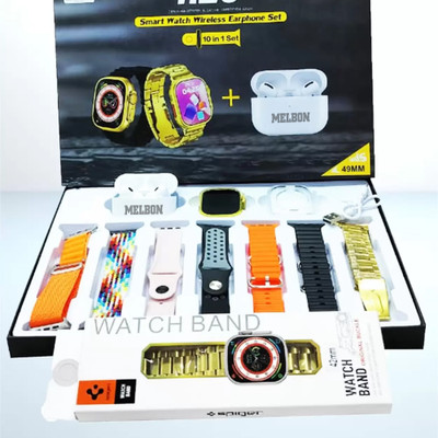 Melbon H20 Bluetooth calling, Phone Book,Music Control,Voice assis. with 1- earpods Smartwatch(Pink Strap, 2.19 Inch HD Display)