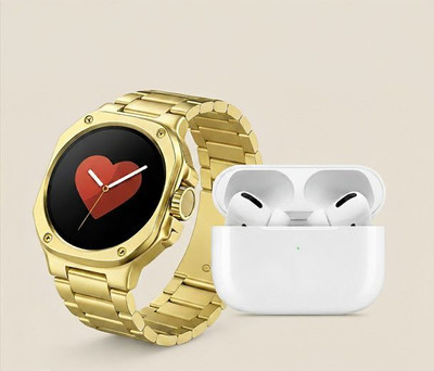 Elite Plus H4000 Smartwatch(GOLD Strap, FREE)