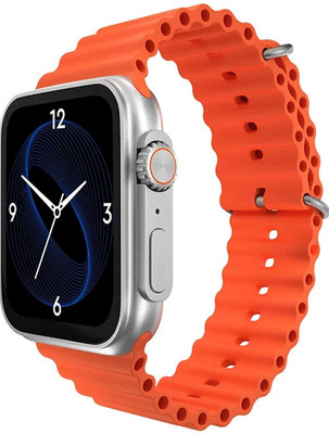 HRYFiNE Premium Max Big Display Bluetooth Calling with Crown work,100+ watch face Smartwatch(Orange Strap, Free)