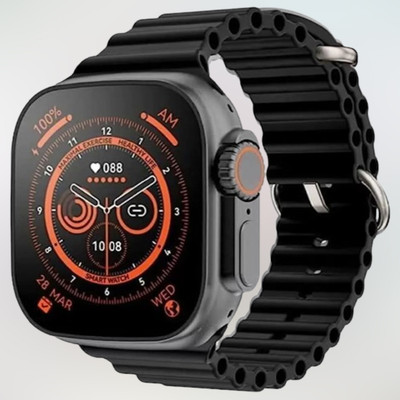 KadWaniya T800 Ultra Smart Watch With Wireless Charging Smartwatch(Black Strap, Regular)