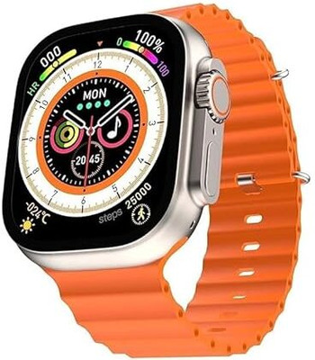 Svcreation T800 Ultra Bluetooth Calling HeartRate Fast Magnetic Charging Fitness Smartwatch(Orange Strap, Free Size/Regular)