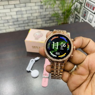 Nikki Trades Gen 9 Model Fitness Health Music Smartwatch: The Next Generation of women-* Smartwatch(Pink, Golden Strap, Free)