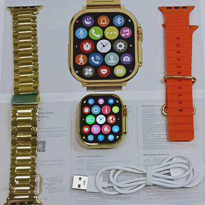 PunnkFunnk S9 Ultra Gold 24K Edition Infinite Display Ultra 9 Bluetooth calling, many sport Smartwatch(Gold Strap, 1.95 Inch Large Sunlight Proof Display)