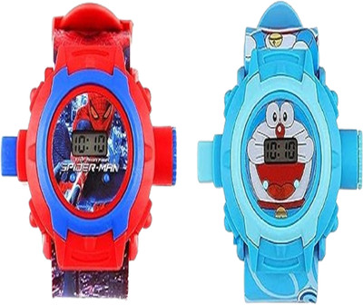 windexa Digital 24 Images Projector Watch for Kids Boys Rubber Material Watch,Pack of 2 Smartwatch(MULTICOLOR Strap, KIDS)
