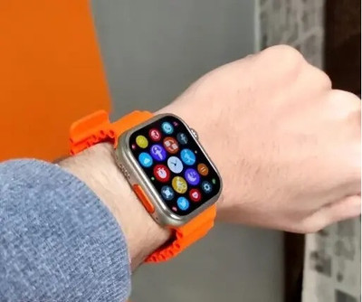 RLS T800 Ultra smart watch with WiFi GPS SIM card 4G Wireless Charger Smartwatch(Orange Strap, Free Size)