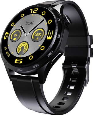 boAt Radiant Men Luxury watch w/ Functional Crown,1.43''(3.63 cm)AMOLED Screen Smartwatch(Active Black Strap, Free Size)