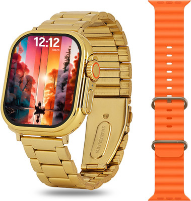 Melbon S9 Ultra Dark Gold Bracelet Strap + 2 Pair Strap Extra - BT Calling & Music Play Smartwatch(Gold Strap, 2 Inch Large Sunlight Proof Display)