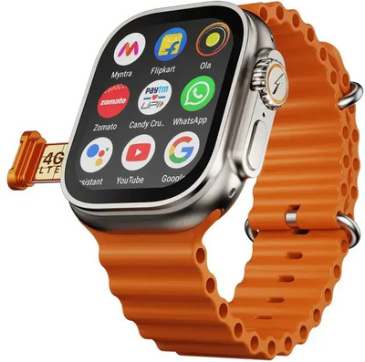 Yash Enterprises T800 Android Smart Watch2 Men 4G Network BT Call GPS X8 Ultra Smartwatch(ORANGE Strap, Free Size)