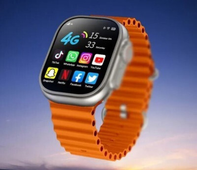 VDTECH T800 Android Smart Watch Men 4G Network BT Call GPS X8 Ultra S2 Smartwatch Smartwatch(Orange Strap, Free Size)
