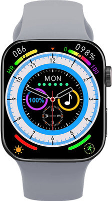 Time Up New Big 2.0 Inch Borderless Screen Split Screen BT Call Fitness Smartwatch(Grey Strap, M)