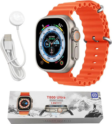 Fuziqra al ai T800 Altra Touchscreen Bluetooth Calling Smartwatch(Orange Strap, Freesize)