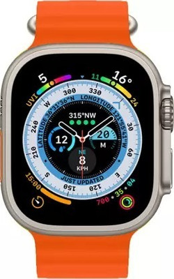Svcreation PACK OF1 Smart Watch T800 Ultra Cellular, Titanium body with Orange Smartwatch(Orange Strap, 45 mm)