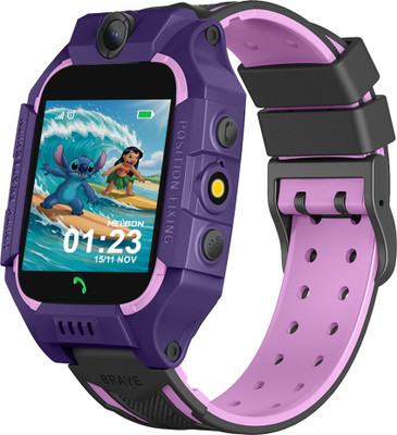 Melbon Sim Calling Smart kids watch With 4G Support, Live Location, Safe Zone & Camera Smartwatch(Purple Strap, Regular Size)