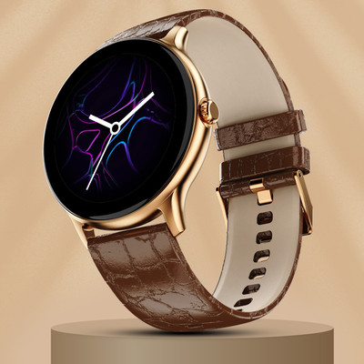 Fire-Boltt Ninja Talk 35.3mm (1.39) Round Bluetooth Calling Metal Body,120 Sports Modes Smartwatch(Brown Classic Strap, Free Size)