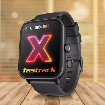 Fastrack X-1.83'|Blazing Fast UI|Single Sync BT Calling|Calculator|In-built games Smartwatch(Black Strap, Free Size)
