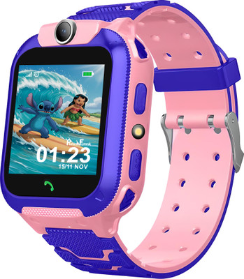 PunnkFunnk Q18 Kids Smart Watch with Location, Sim Calling, Parent control, Camera, Safety Smartwatch(Pink Strap, Regular Size)