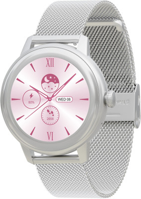 PA Maxima Aura Fashion Women 1.19 HD Display,Metal Case+Strap,100+ Sports Mode,BT Calling Smartwatch(Silver Strap, Free Size)