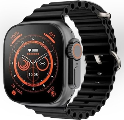KadWaniya T800 Ultra Smart Watch With Wireless Charging Smartwatch(Black Strap, Regular)