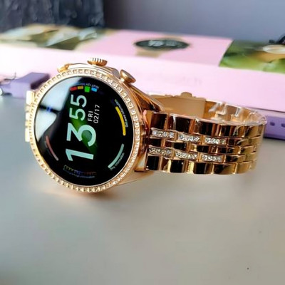 Congi smartwatch for woman with metal/silicone strap with BT calling and HD Display Smartwatch(pink, rose gold Strap, free size)