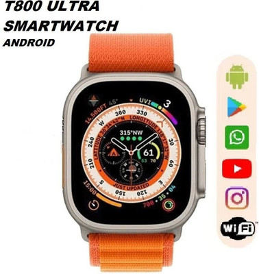 Wristkart T800 Ultra Smart Watch & Wireless Charger Smartwatch(Orange Strap, Free Size)