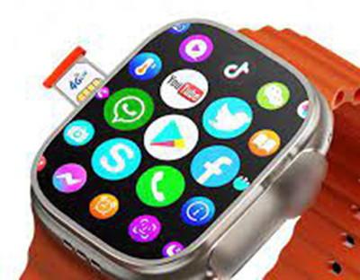 Qexle Smart Watch S8 Ultra 4G Sim Card Network Pk DW88-89 Wifi GPS YOUTUBE Smartwatch(Orange Strap, 49MM)
