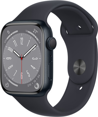 Apple Watch Series 8, 45mm GPS ECG app, Temperature sensor, IPX6, Fall/Crash Detection(Midnight Strap, Regular)