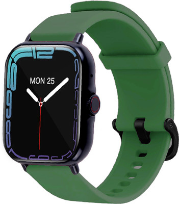HRYFiNE SpO2 IPS LCD TOUCH DISPLAY WITH CROWN WORK & BLUETOOTH CALL Smartwatch(Green Strap, FREE)