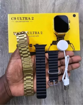 Congi Smartwatch Ultra C9 Watch Square| Display | All Notification Banner | Music ETC. Smartwatch(gold Strap, free size)
