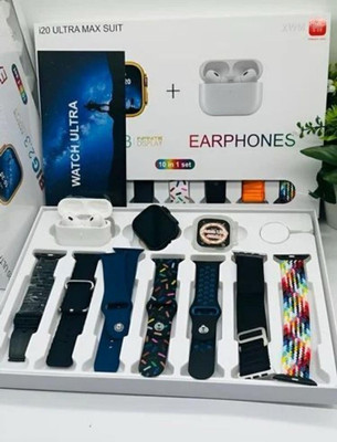 EVAAENTERPRISES 7 in 1 smartwatch touch with 7 straps and earbud combo ultra 2 Smartwatch(multicolour Strap, 10)