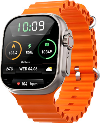 Techio T800 Ultra BT calling, Multiple Watch Faces,Sleep Monitor, Camera. Notifications Smartwatch(Orange Strap, Free Size)