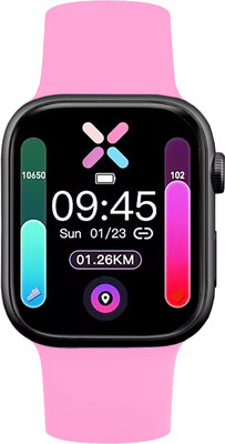 Time Up Women Ultra Light Weight & Sleek Wireless Charging Bluetooth Call Music Fitness Smartwatch(Pink Strap, Free Size)