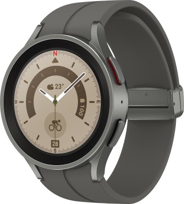 SAMSUNG Watch 5 pro 45mmSuper AMOLED displayBluetooth callingwith advanced GPS tracking(Gray Titanium Strap, Free Size)