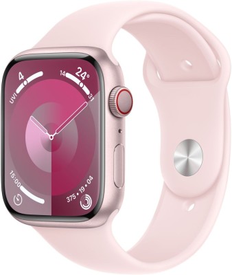 Apple Watch Series 9 GPS + Cellular 45mm Pink Case & Light Pink Sport Band - M/L(Pink Strap, Free Size)