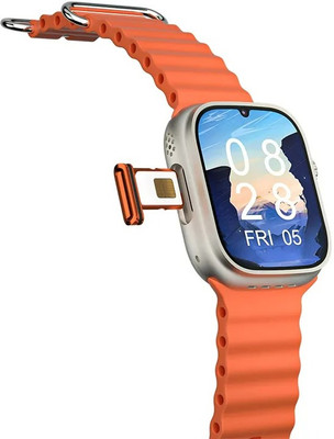 Qexle 9.0 GPS Wifi 2.4G 4G 5G Sim Card Smart Watch Camera Mobile Smartwatch(Orange Strap, 45MM)