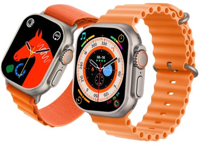 maavi Watch 8 Ultra Bluetooth Calling Fitness Smartwatch Men and Women Smartwatch(Orange Strap, Free Size)