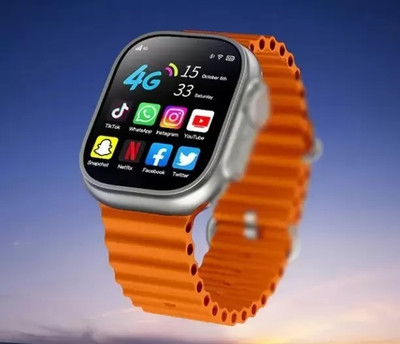 Ghostcreation T800 Ultra BT Calling Watch- Fitpro App - Games, Music AI Voice Ast. with SI-RI Smartwatch(ORANGE Strap, Free Size)