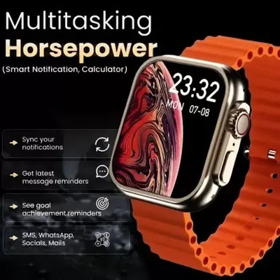 Satyam TRADERS T-800 Ultra Smart Watch With Wireless Charging And Sweatproof NX013 Smartwatch(ORANGE Strap, Free Size)