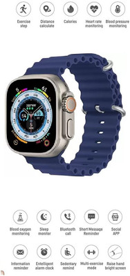GLE Ultra Series 8 WATERPROOF NFC Bluetooth Call Fitness Bracelet with fast charging Smartwatch(Navy Blue Strap, Medium)