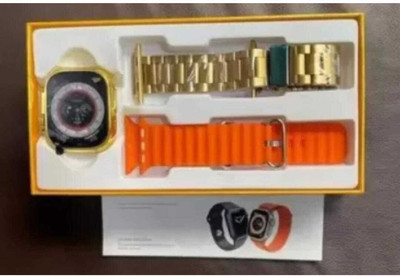 TECHMAZE C9 ULTRA MAX Smart Watch with Bluetooth Calling/Heart Rate Mcompat Watch Smartwatch(GOLDEN,ORANGE Strap, FREE SIZE)