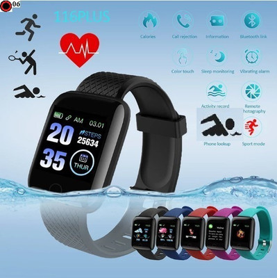 Luxurova S1108 ID116_ULTRA FITNESS TRACKER BLUETOOTH SMART WATCH BLACK(PACK OF 1) Smartwatch(Black Strap, Free)