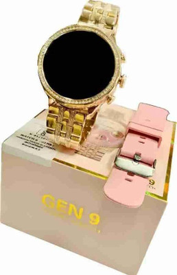 Hectic New Gen9 smart watch with Dual Strap Bluetooth calling Notification Girls Ladies Smartwatch(Gold, pink Strap, 49)