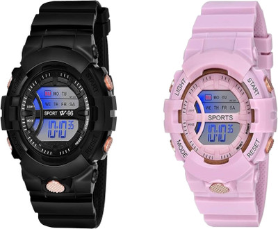 RHYLOZ RHYLOZ Digital Multi Function Kids Sports Watch for Boys & Girls,Pack of 2 Smartwatch(MULTICOLOR Strap, kids)