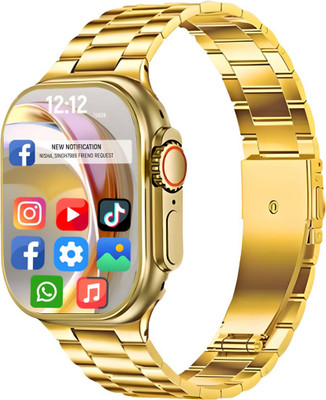 TAXTURE S9 Ultra Gold smartwatch with two strap Wireless charger and Bluetooth calling Smartwatch(Gold Strap, Free Size)