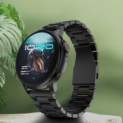 Boult CrownR Pro 1.43''HD AMOLED, BT Calling, Zinc Alloy Frame, IP67, SpO2 Tracking Smartwatch(Jet Black Strap, Free Size)