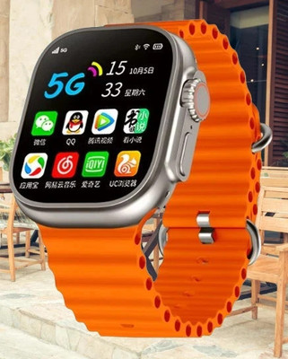 Jhs T800 smart watch & S8 5G network Sim Card Android System T800 Ultra T21 Smartwatch(Orange Strap, Free Size)
