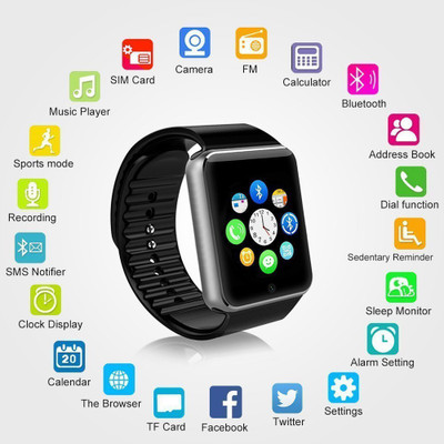Longan A1 Smart Watch Phone - Support Voice Calling/Memory Card/SIM/Bluetooth/Camera Smartwatch(Black Strap, Free Size)