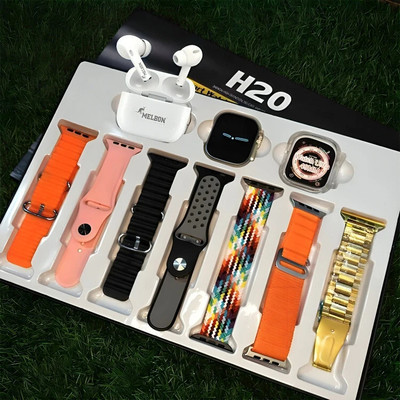 Melbon H20 Ultra Bluetooth calling, Phone Book,Music Control,Voice assis. with 1 - TWS Smartwatch(Pink Strap, Free Size)