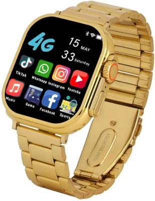 FXD Android Smart Watch Men 4G Network BT Call GPS X8 Ultra S9 Smartwatch Smartwatch(Gold Strap, Free Size)